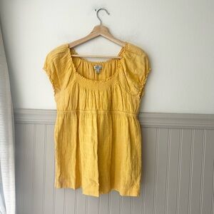 SO XL Sunny Yellow Women's Smocked Cotton Blouse